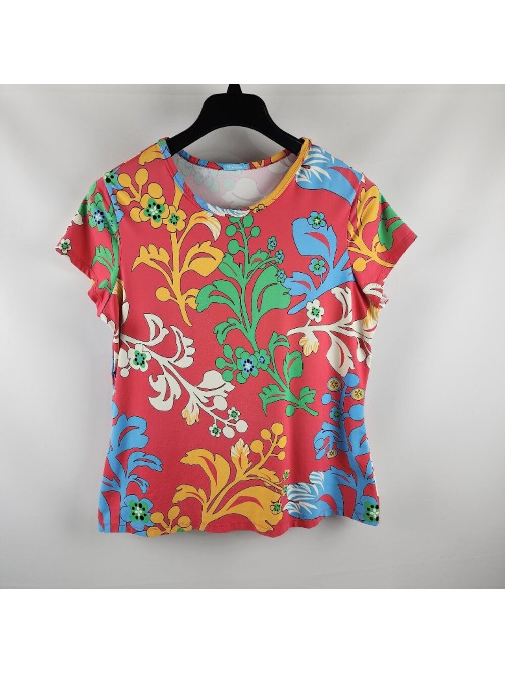 J McLaughlin Shirt Womens XL Multi Botanical Print Catalina Cloth Fabric S/S Top